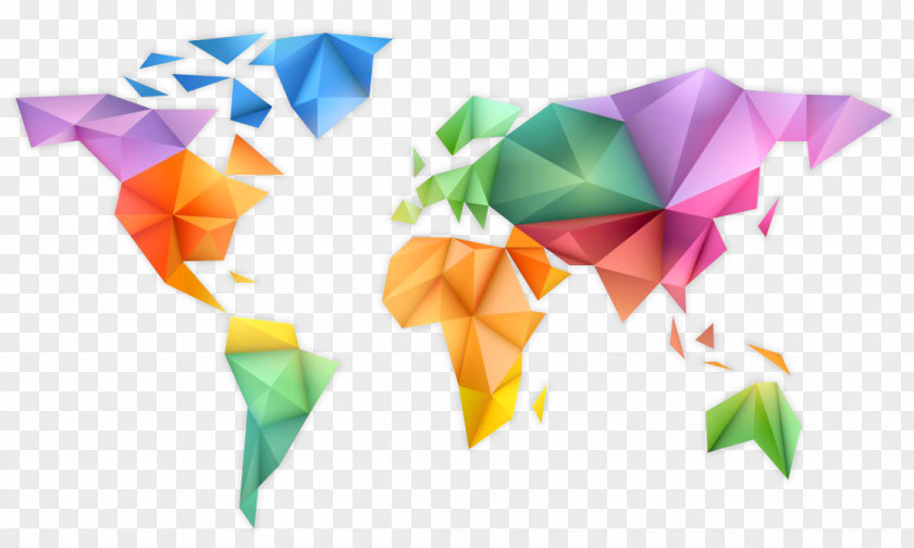 World Map Paper Wall Decal Origami PNG