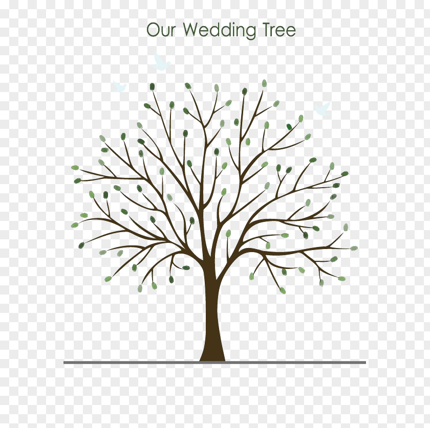 Green English Animation Tree Material Wedding Fingerprint Guestbook PNG