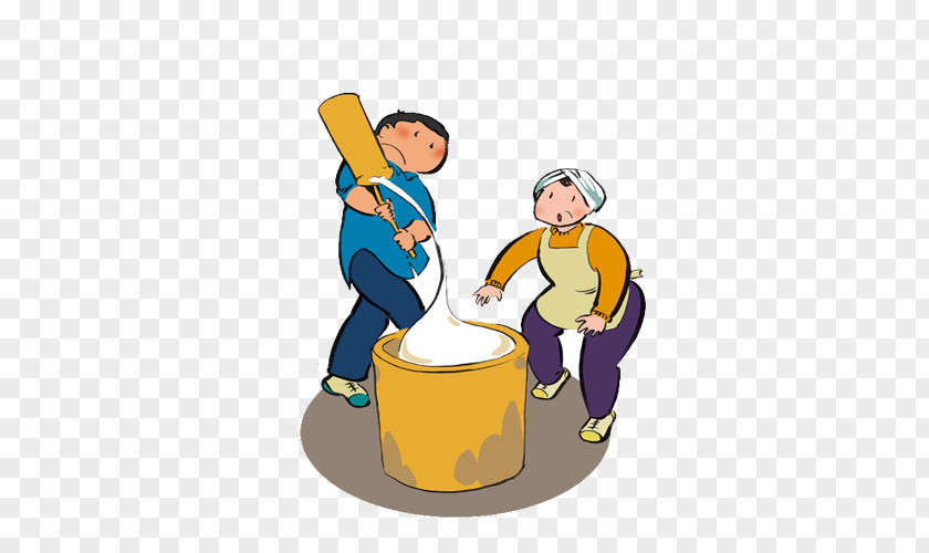 Husband And Wife Together To Play Rice Cake Nian Gao Kagami Mochi Illustration PNG