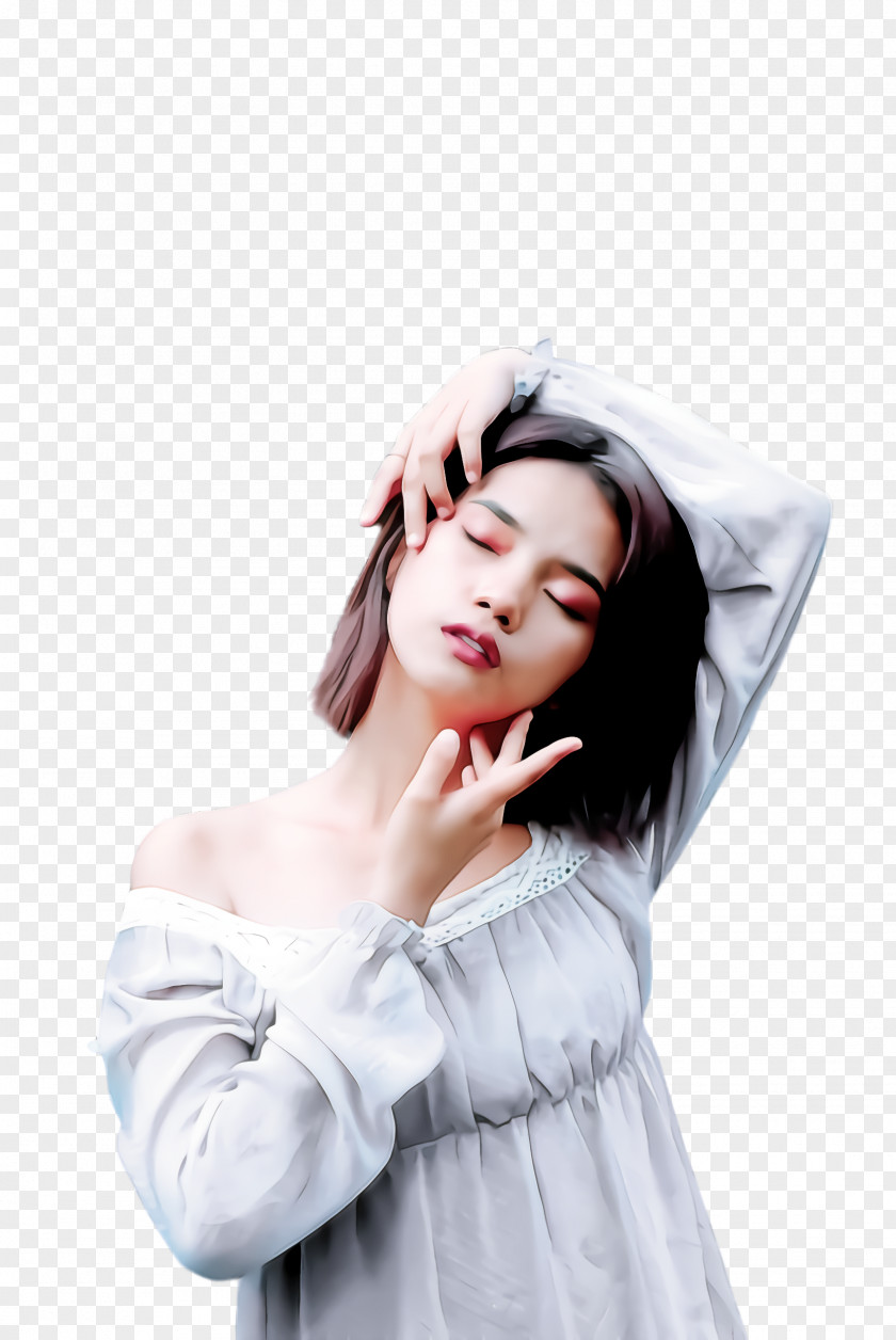 Neck Gesture Hair Skin Beauty Nose Forehead PNG