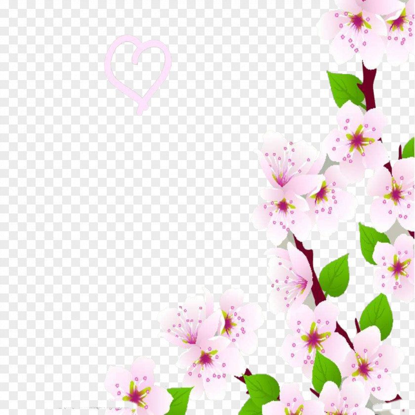 Romantic Hand-painted Cherry Trees Buckle Free Material Blossom Cerasus PNG