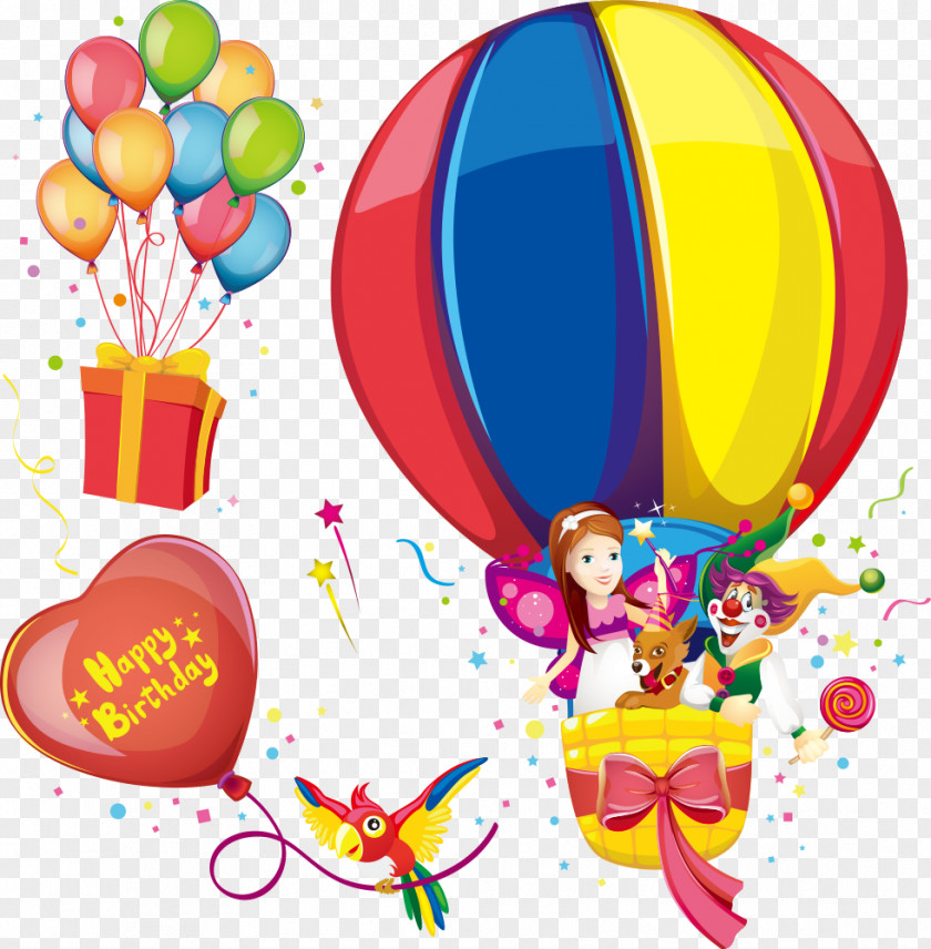 Vector Cartoon Hot Air Balloon PNG