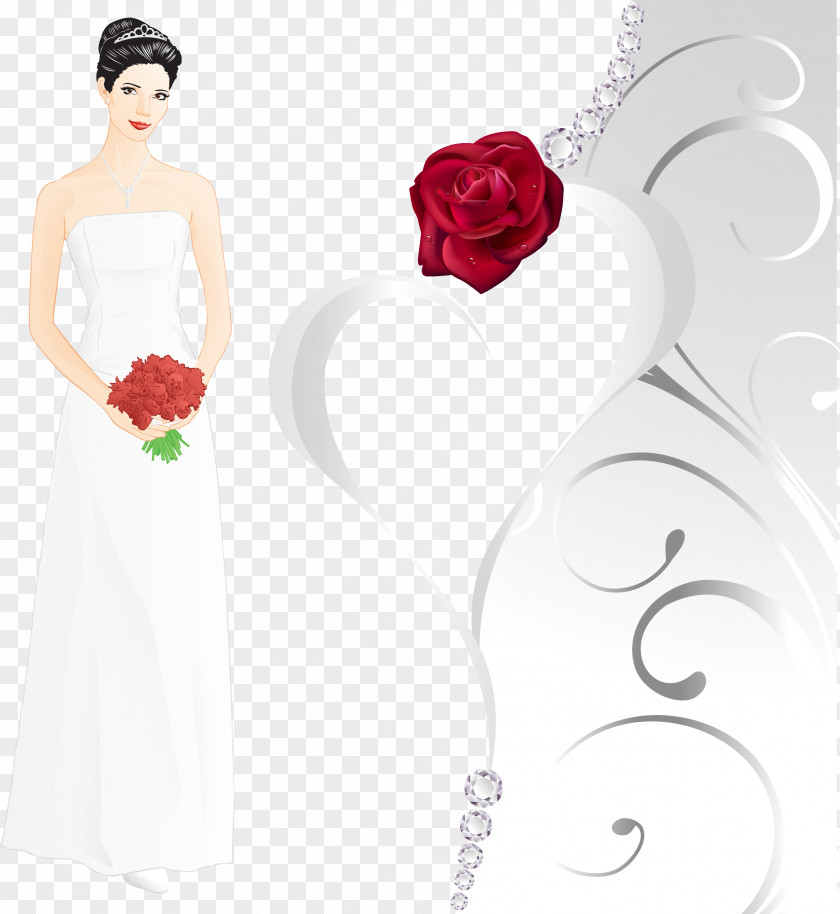 Vector Wedding Invitation Bride Illustration PNG