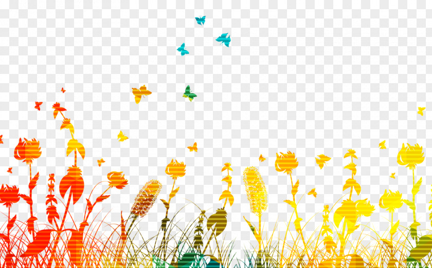 Colorful Grass Butterfly PNG
