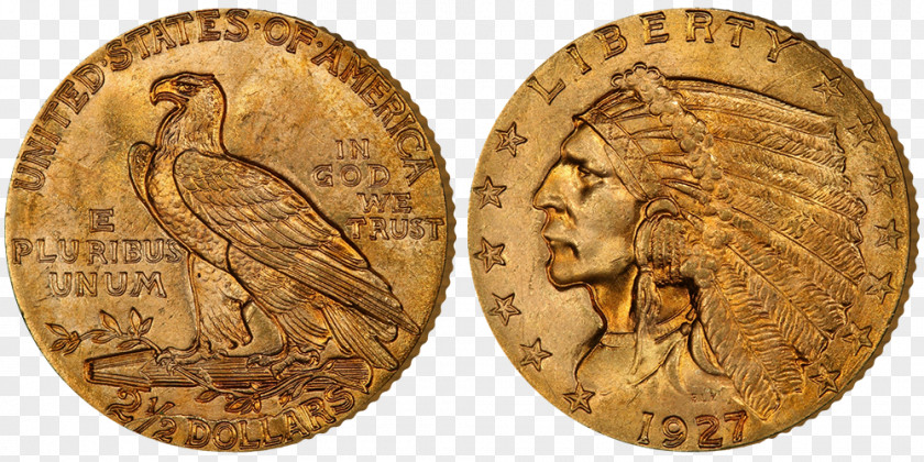 Gold Dollar Half Penny Coin PNG
