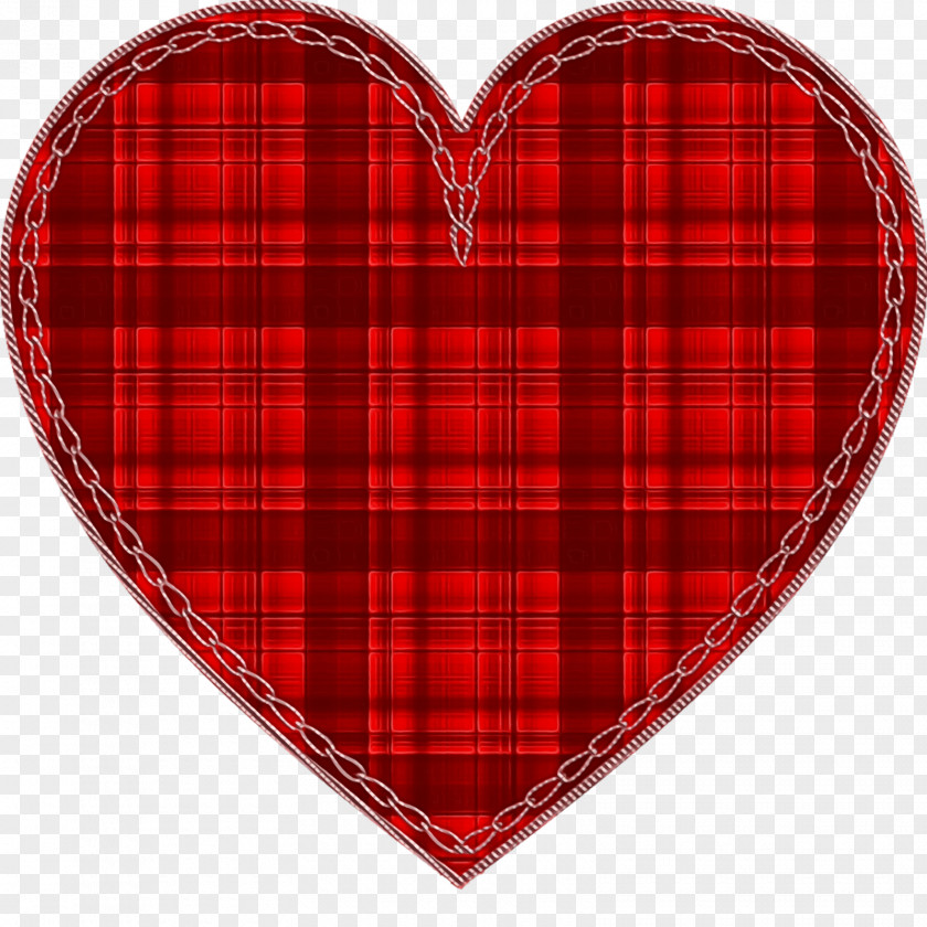 Plaid Tartan Pattern Red Heart PNG