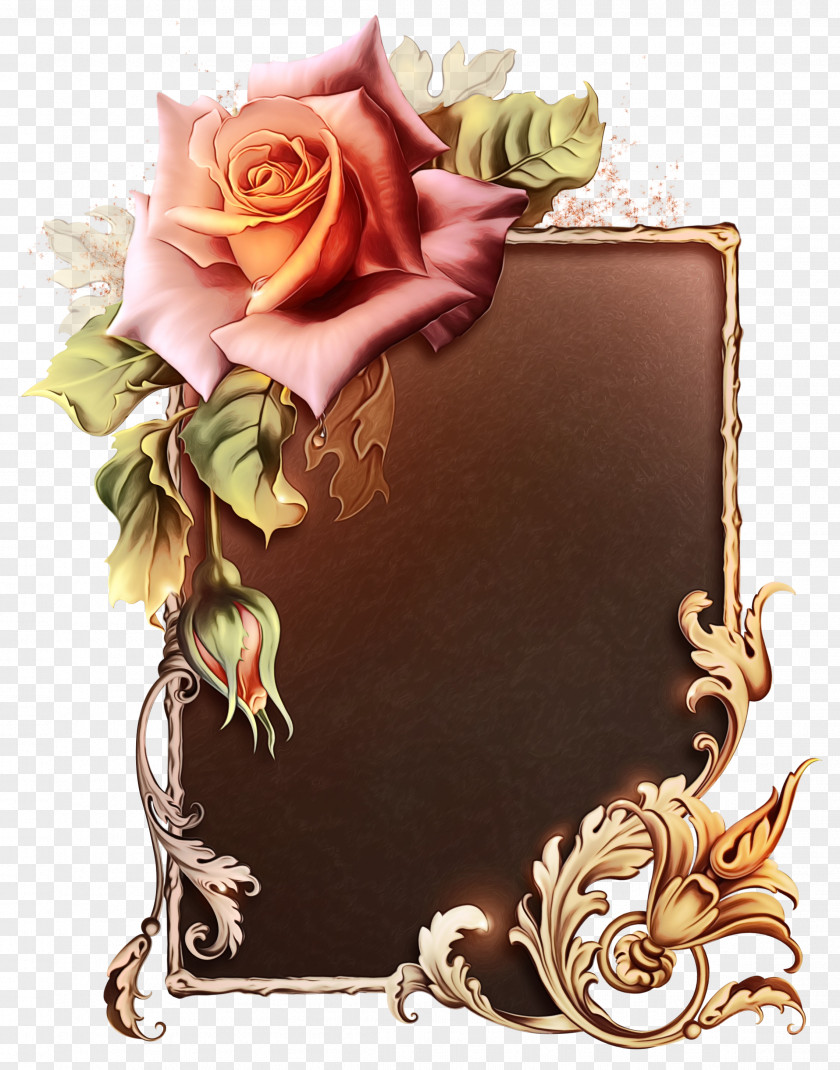 Rose Plant Watercolor Flowers Frame PNG