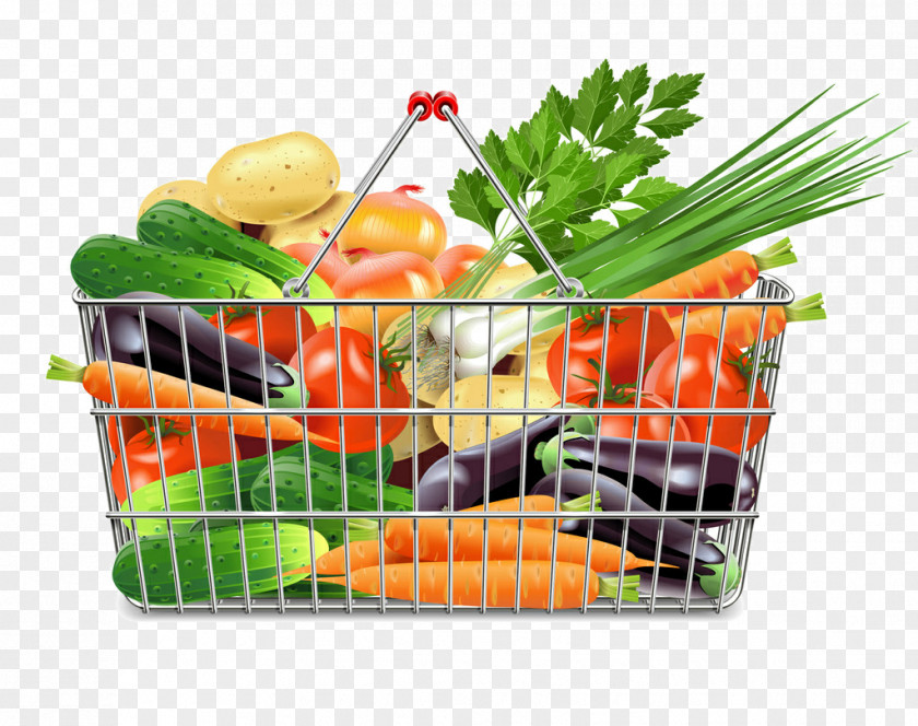 A Basket Of Vegetables Supermarket Shopping Cart Clip Art PNG