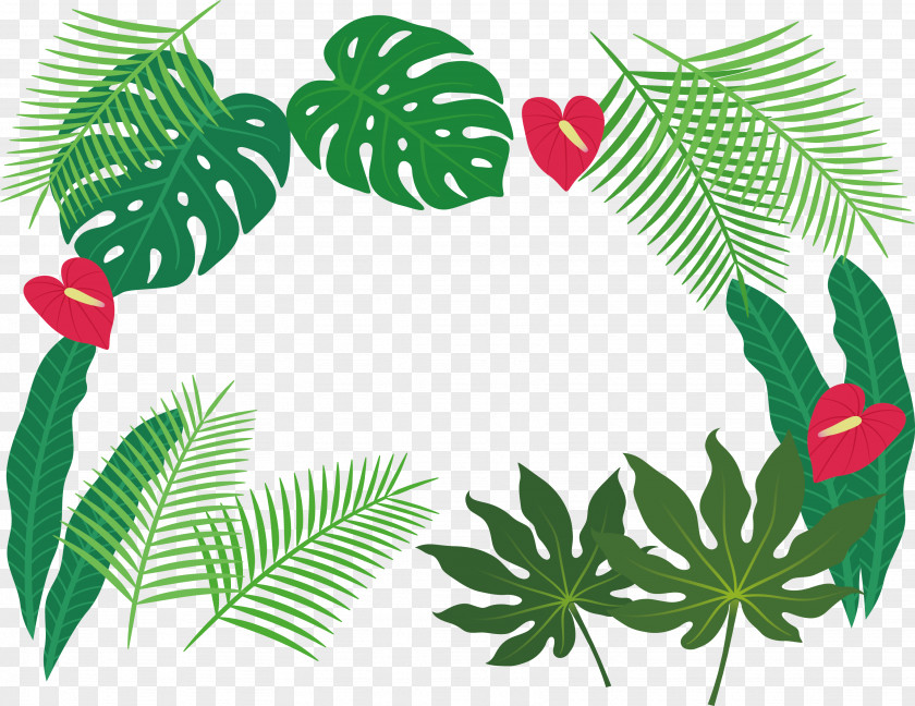 Tropical Plant Leaves Border Leaf Clip Art PNG