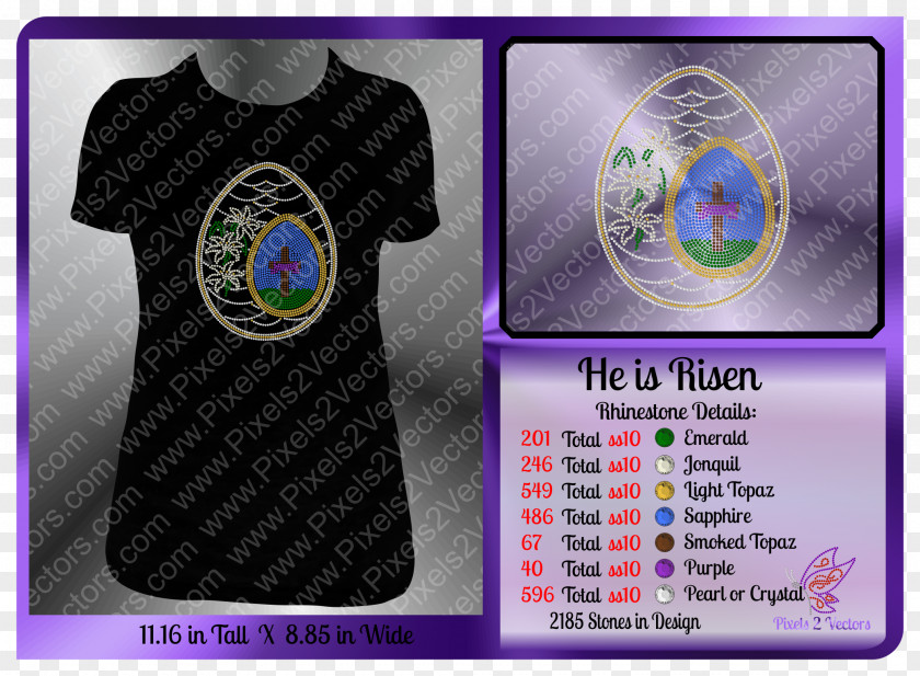 He Is Risen Imitation Gemstones & Rhinestones Printing T-shirt Download PNG