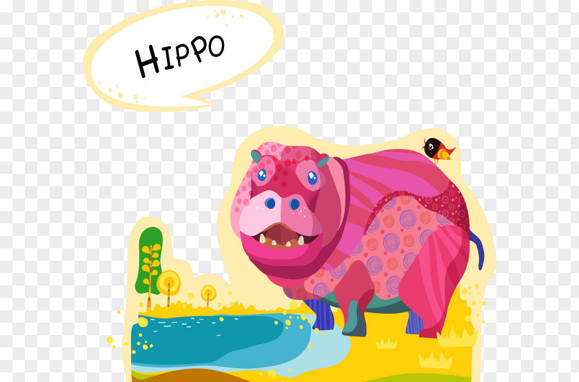 Watercolor Hippo Hippopotamus River Horse PNG