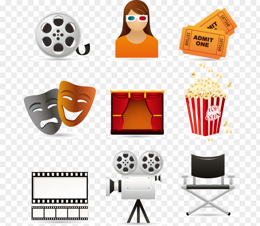 Hand-painted Mask Film Elements Chair Movie Icons Cinema Icon PNG
