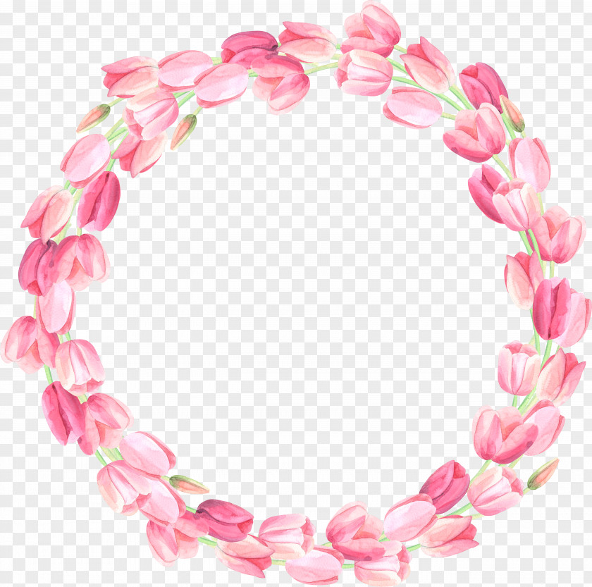 Pink Flower Wreath Tulip Flowers Clip Art PNG