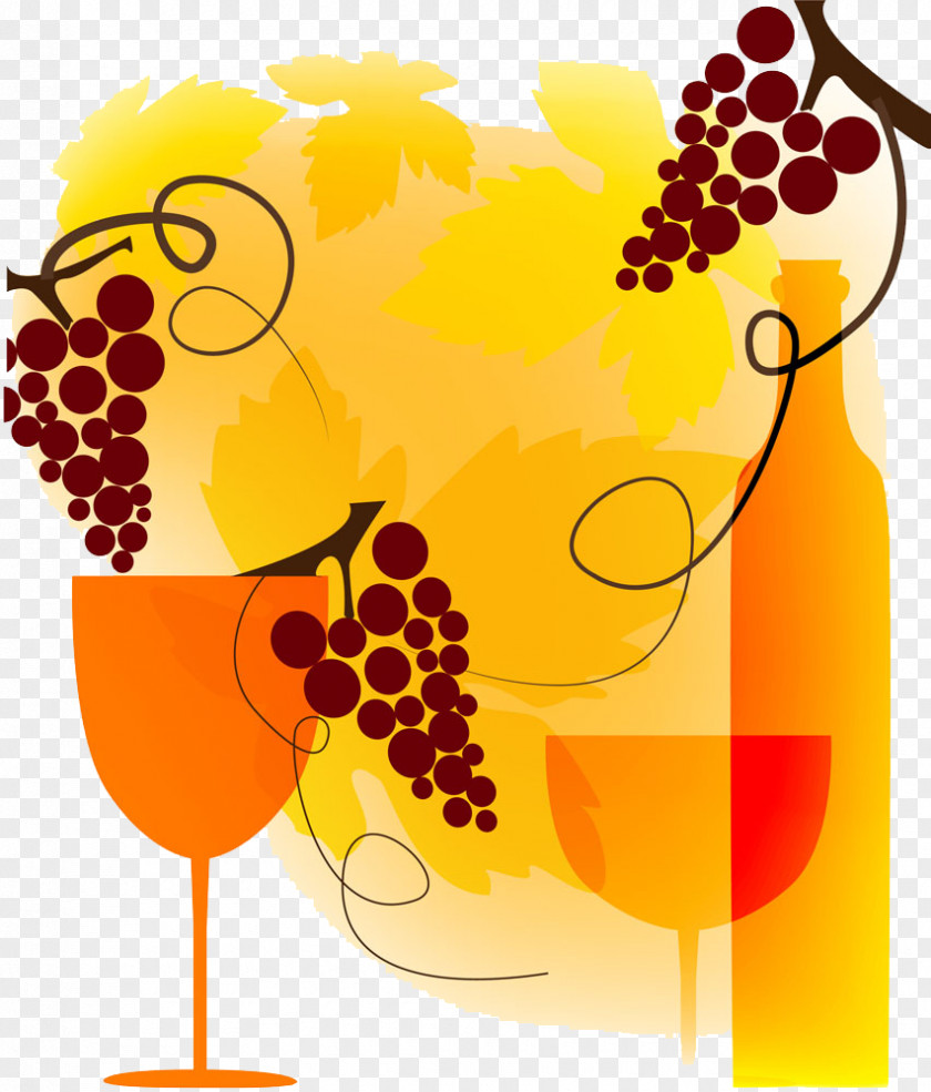 Vector Painted Grapes Red Wine Juice Common Grape Vine PNG