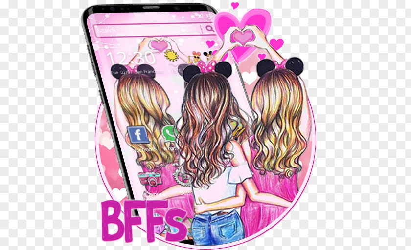 Best Friends Forever Friendship Love Illustration Microsoft Launcher Hair Coloring PNG