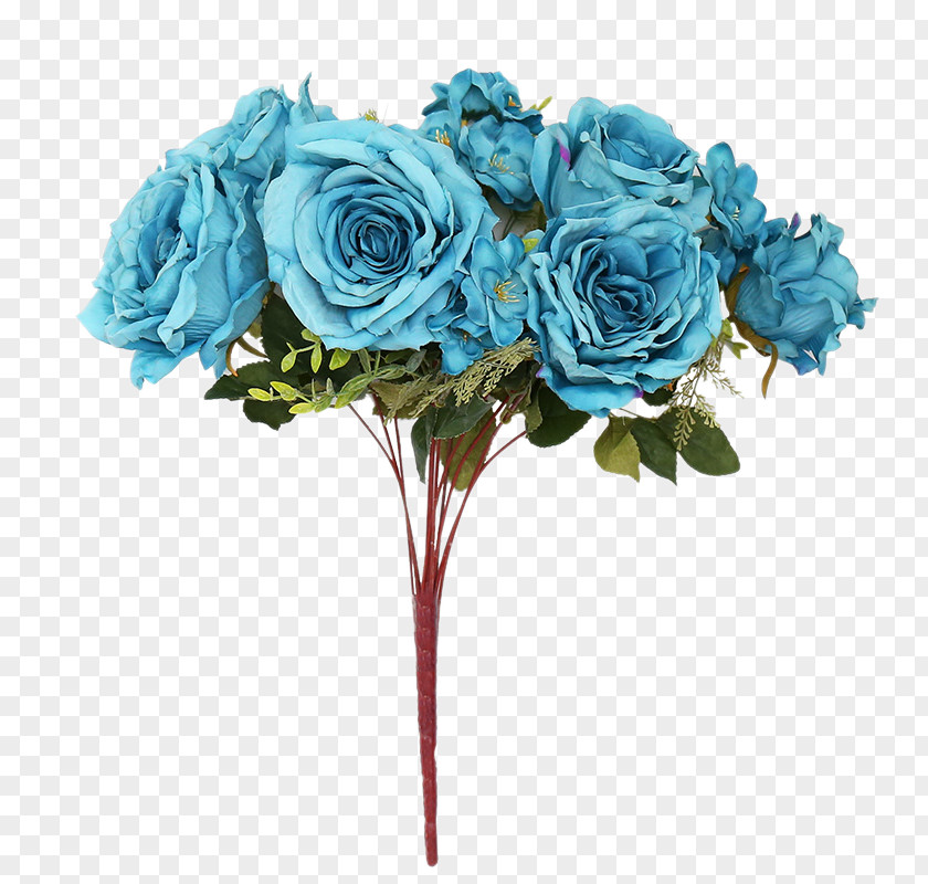 Blue Artificial Flower Bouquet Garden Roses Rose Floral Design PNG