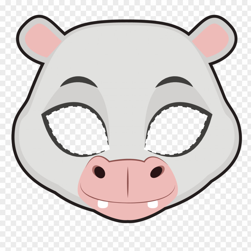 Vector Hippo Mask Euclidean Whiskers Clip Art PNG