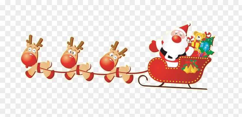 Santa Deer Clauss Reindeer Christmas Sled PNG