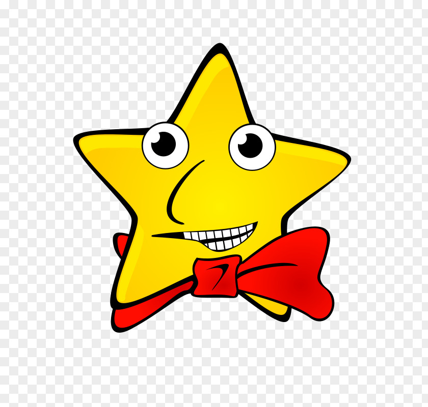 Yellow Cartoon Star With A Red Bow Night Sky Clip Art PNG