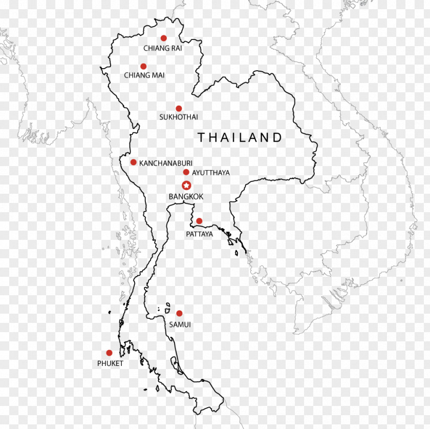 Thailand Map Library Black And White PNG