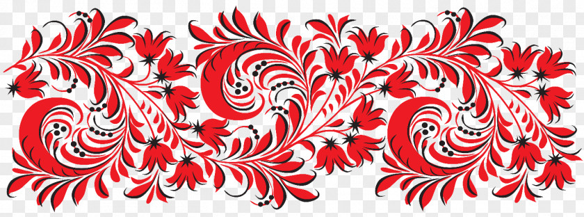Russia Folk Art Khokhloma Floral Design Painting PNG