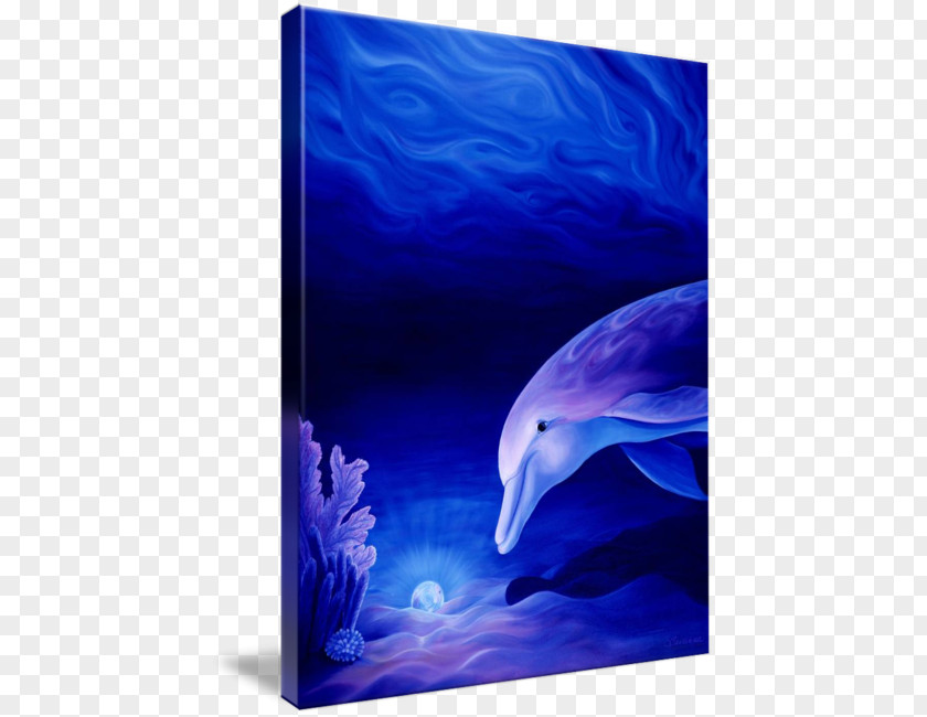 Watercolor Dolphin Common Bottlenose Oil Painting Gallery Wrap PNG