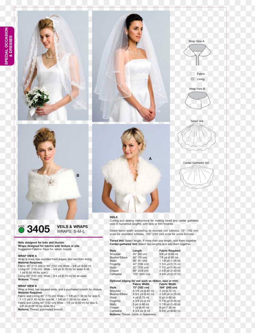 Bridal Veil Wedding Dress Bride Sewing Pattern PNG