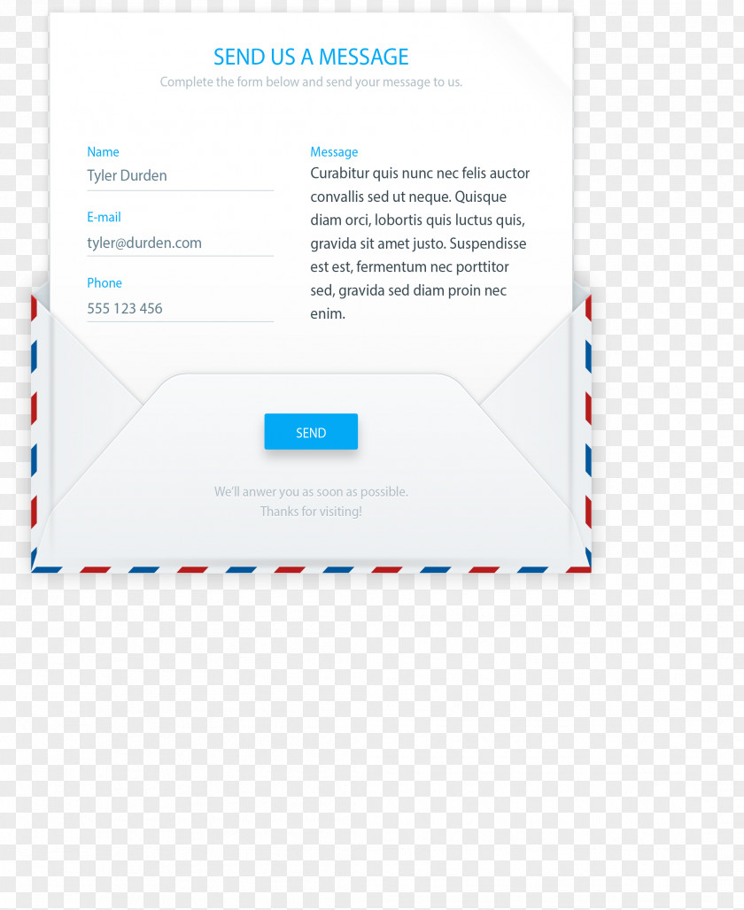 Send Us An Email Screenshot Blue Pattern PNG