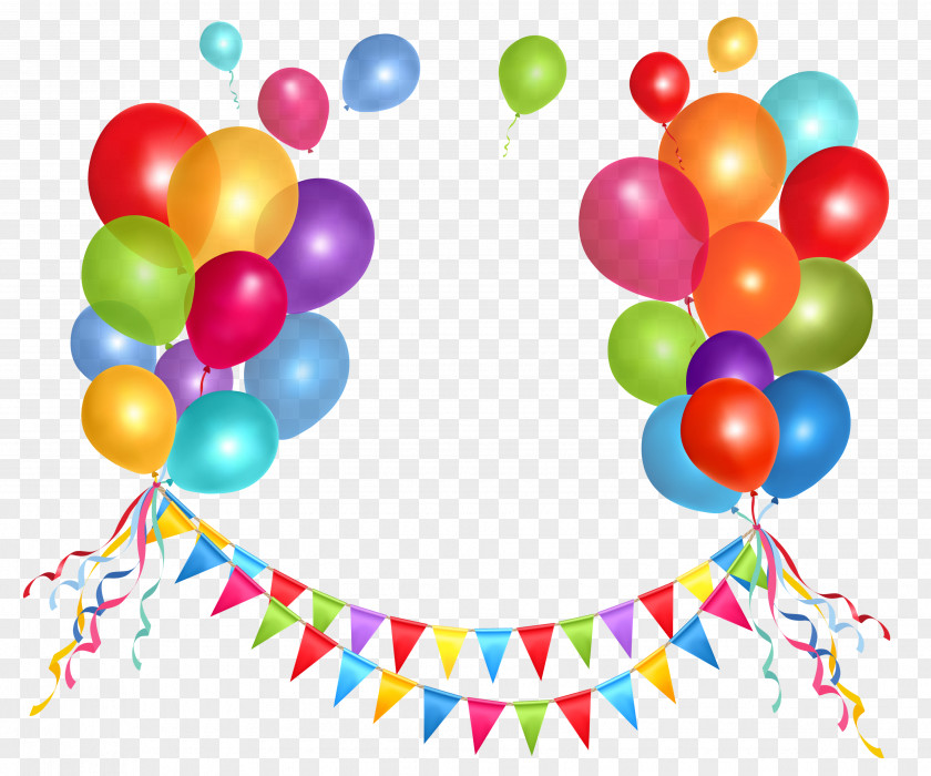 Transparent Party Streamer And Balloons Clipart Picture Birthday Cake Balloon Clip Art PNG