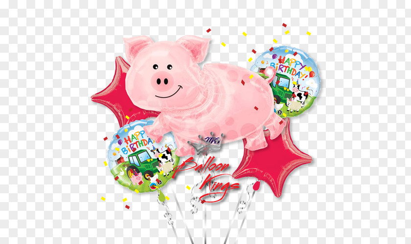Balloon Pig Birthday Flower Bouquet Helium PNG