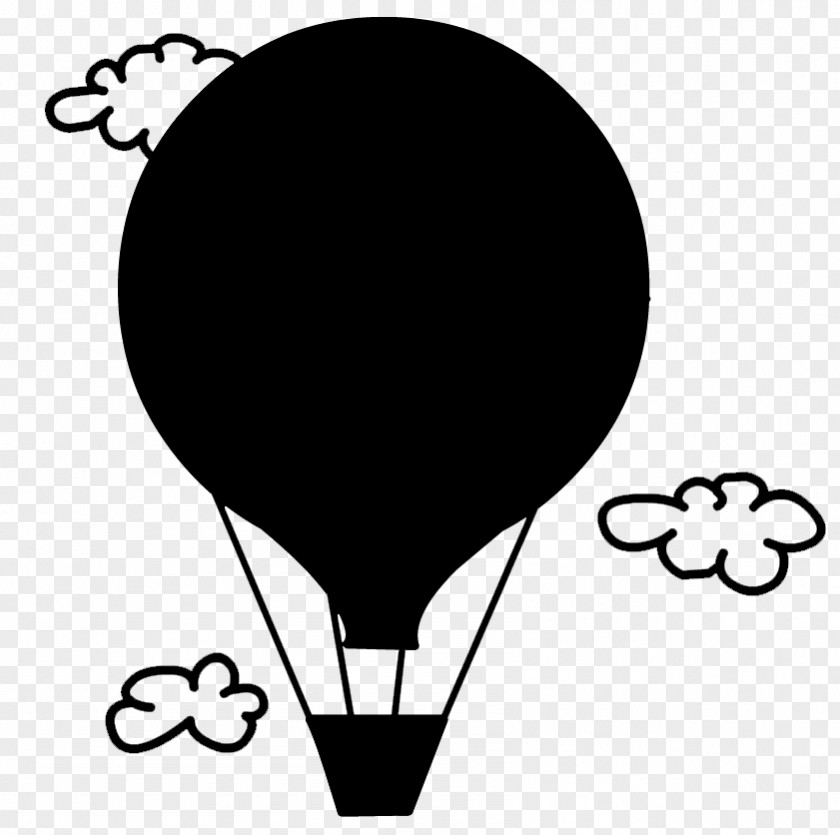Hot Air Balloon Clip Art Line Black M PNG