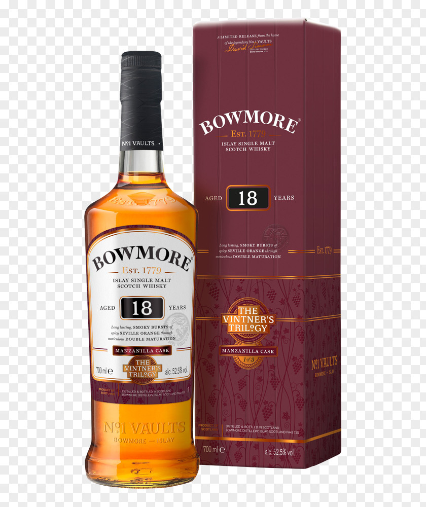 18 Years Old Bowmore Single Malt Whisky Scotch Whiskey PNG