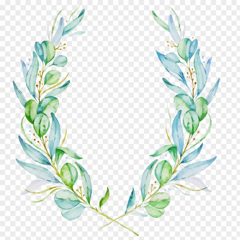 Twig Feather Watercolor Flower Background PNG