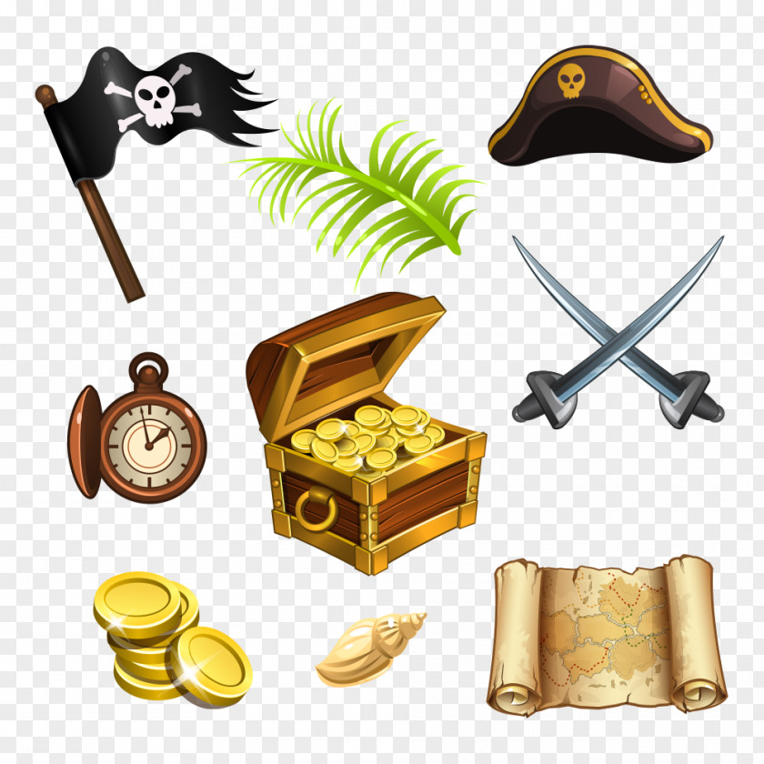 Vector Pirates Elements Treasure Island Piracy Map Jolly Roger PNG