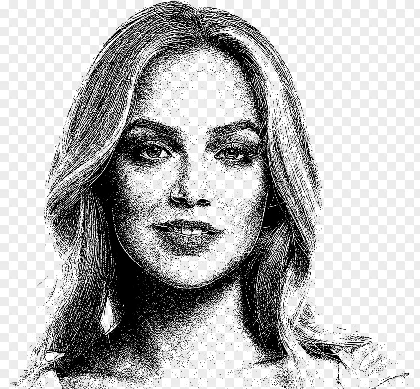 Beautiful Woman Drawing Portrait Face Monochrome PNG