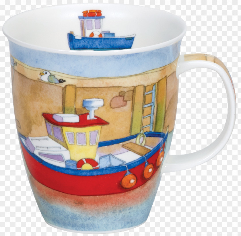 Mug Dunoon Boats Afloat Blue Nevis Shape Coffee Cup Farm Tractors PNG