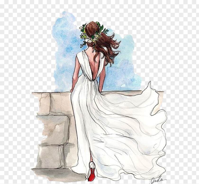 Bride Drawing Wedding Dress Sketch PNG