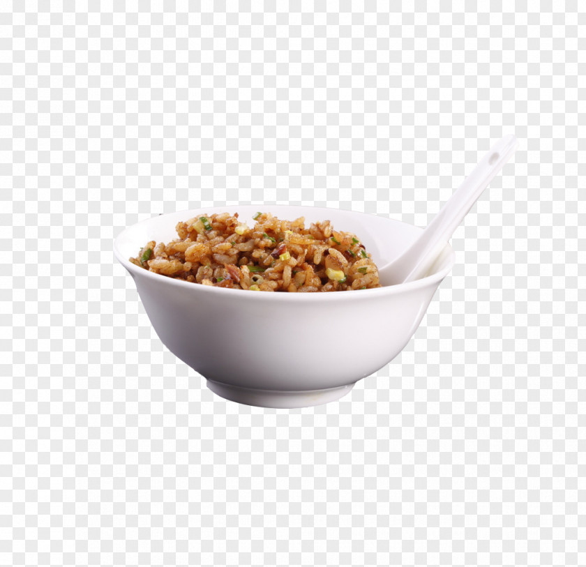 In A Bowl Of Fried Rice Spoon PNG