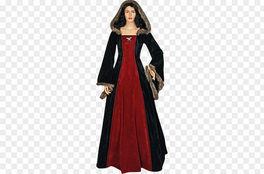 Mink Hair Dress English Medieval Clothing Costume Gown PNG