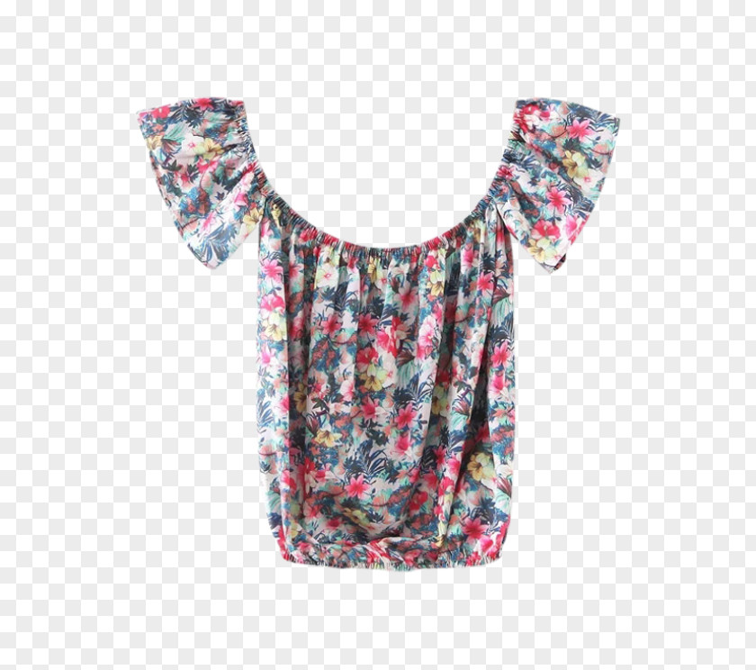 -painted Floral Material T-shirt Clothing Sleeve Blouse Shoulder PNG