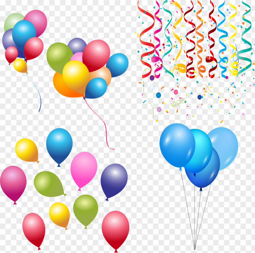 Summer Celebration Confetti Balloons Balloon Vector Graphics Serpentine Streamer Party PNG