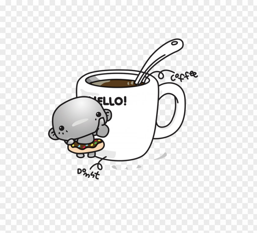 Gray Cup Coffee Cafe Cartoon PNG