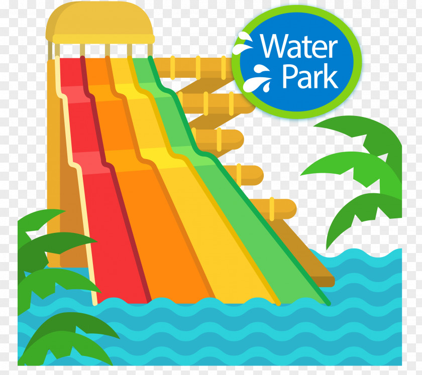 Vector Hand-drawn Surfing Slides Water Park Clip Art PNG
