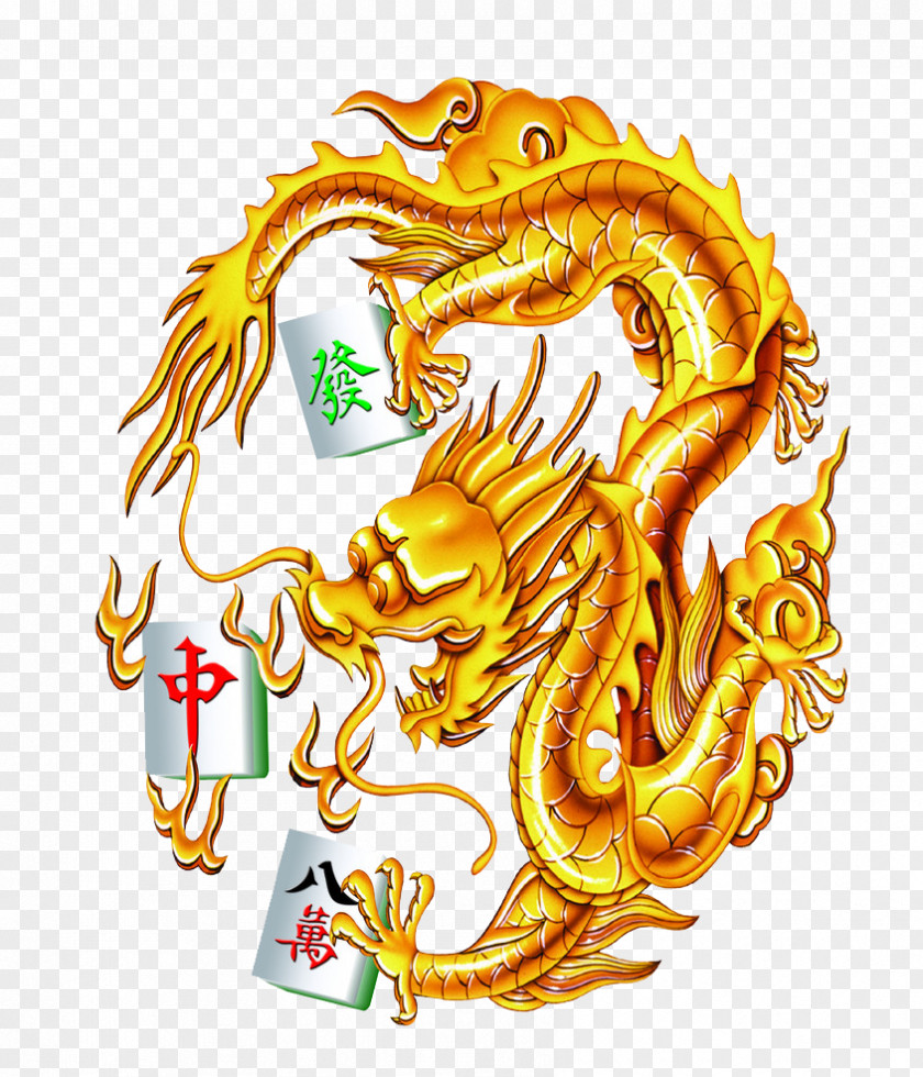 Dragon Mahjong China Chinese Gold Clip Art PNG