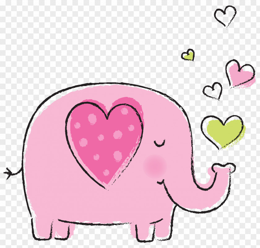 Cute Elephant Love Clip Art PNG