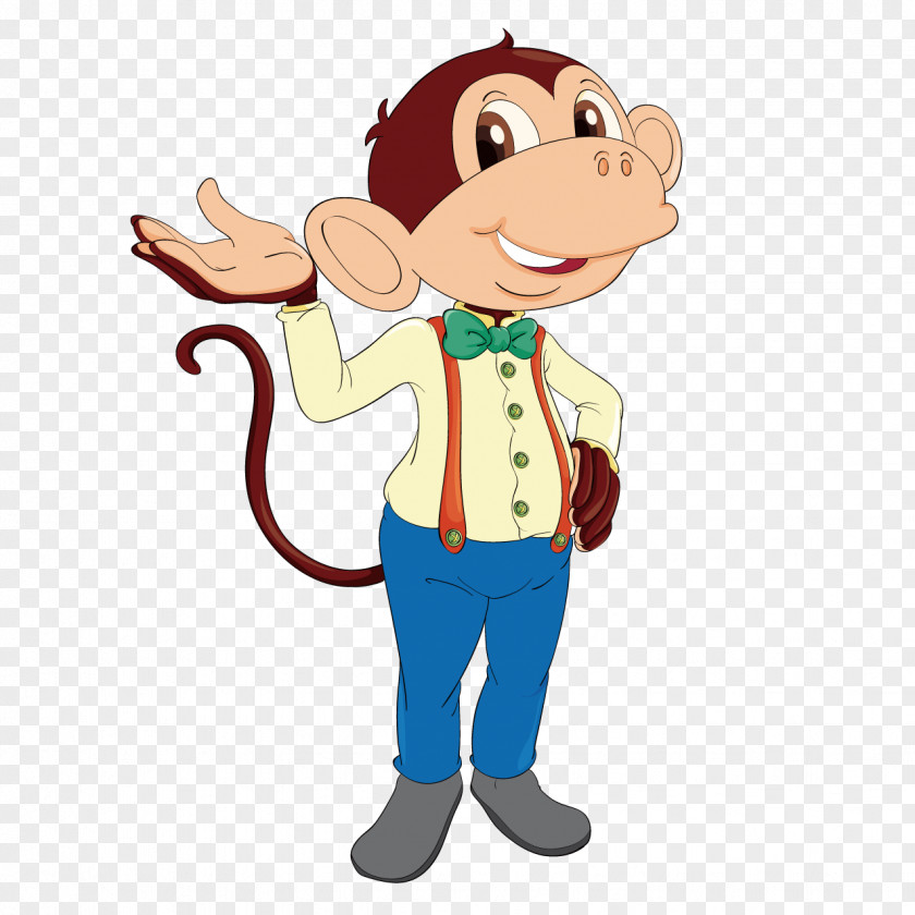 Mr. Cute Monkey Illustration PNG