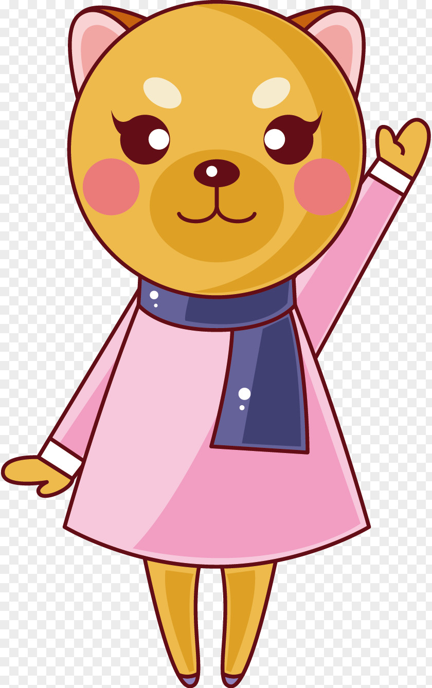 Vector Cartoon Bear Waving Drawing Illustration PNG