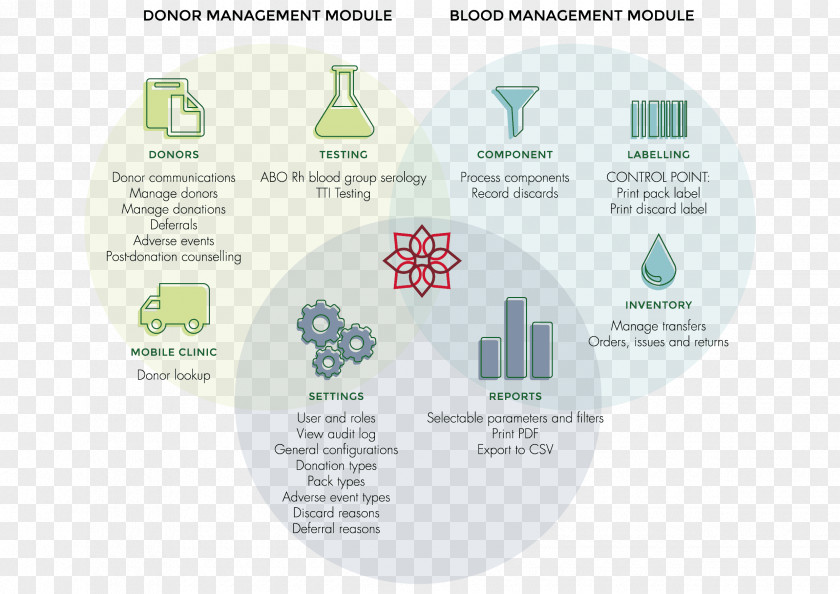 Blood Venn Diagram Donation Management PNG