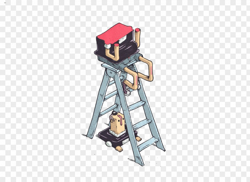 Simple Square Man Ladder Illustration Drawing Graphic Design Behance PNG