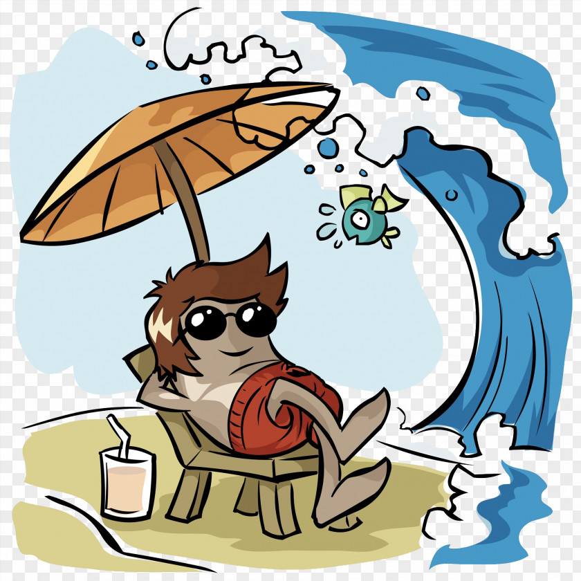 Cartoon, Enjoy Holiday, Seaside Relax Holiday Summer Vacation Illustration PNG